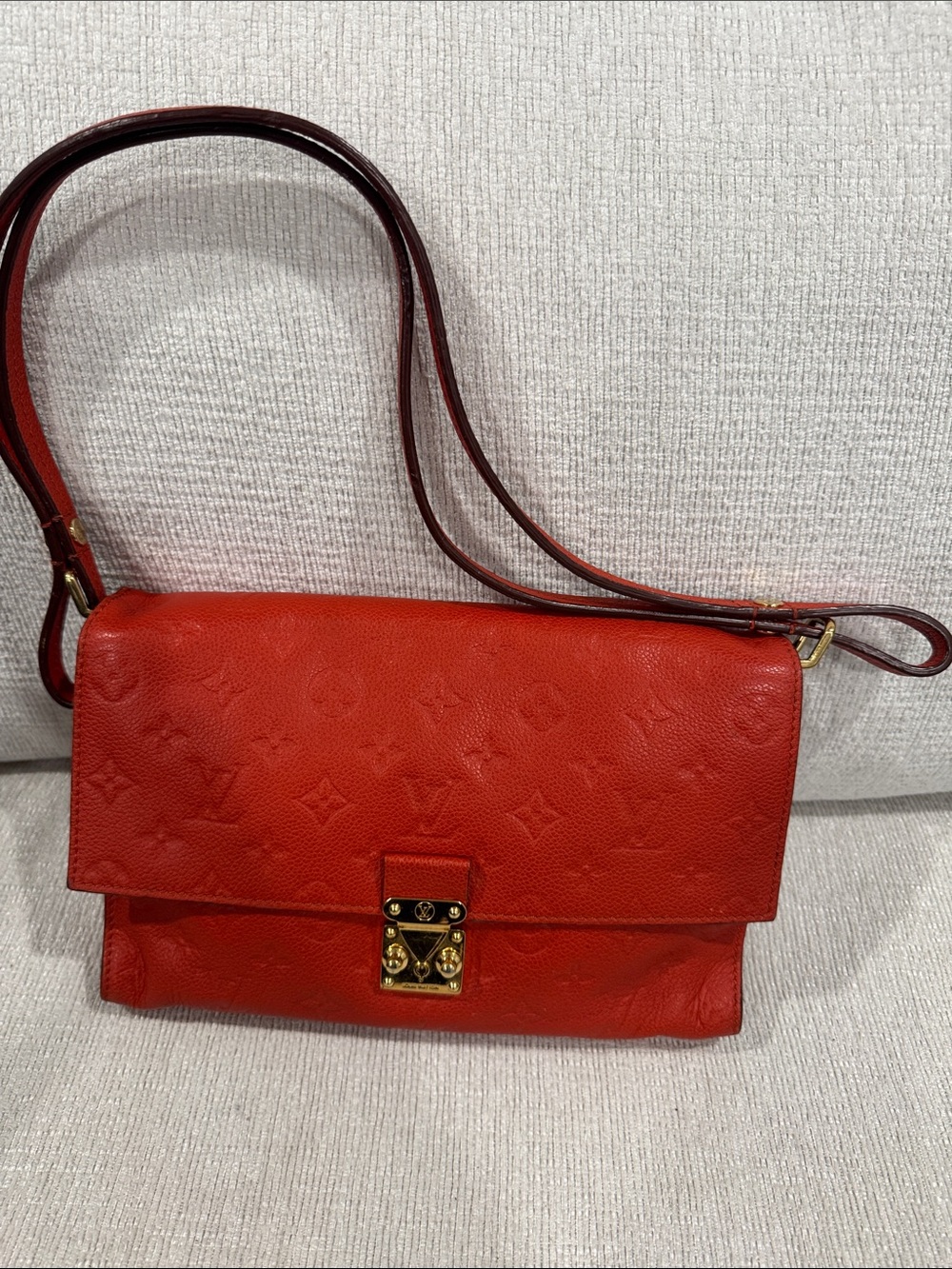 Louis Vuitton EMPREINTE FASCINATE Red Embossed Monogram Shoulder Bag